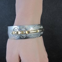 Vintage Navajo Cuff Bracelet 6.75 Inches Nickel Silver
