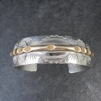 Vintage Navajo Cuff Bracelet 6.75 Inches Nickel Silver
