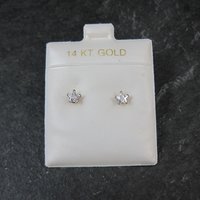 Vintage 4mm Star Cz Stud Earrings 14K Gold Filled New Old Stock