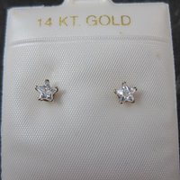 Vintage 4mm Star Cz Stud Earrings 14K Gold Filled New Old Stock