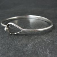 Vintage Sterling Silver Bangle Bracelet Eye & Hook Clasp 7.25"