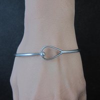Vintage Sterling Silver Bangle Bracelet Eye & Hook Clasp 7.25"