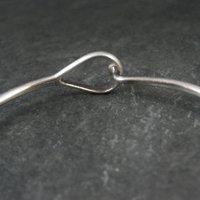 Vintage Sterling Silver Bangle Bracelet Eye & Hook Clasp 7.25"