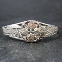 Vintage Mount Rushmore Black Hills Gold & Silver Cuff Bracelet 6"