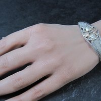 Vintage Mount Rushmore Black Hills Gold & Silver Cuff Bracelet 6"