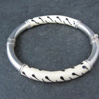 Italian Sterling Enamel Bangle Bracelet 6.5 Inches