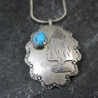 Southwestern Turquoise Arrowhead Pendant Necklace Vintage Sterling Silver