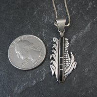 Vintage Inlaid Corn Maiden Pendant Necklace Southwestern Sterling Silver