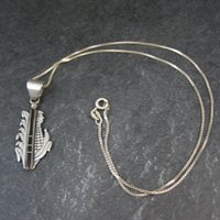 Vintage Inlaid Corn Maiden Pendant Necklace Southwestern Sterling Silver