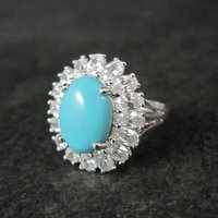 Uncas Sterling Silver Turquoise Cocktail Ring Size 10