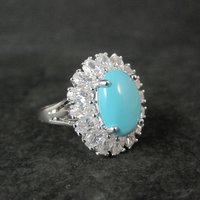 Uncas Sterling Silver Turquoise Cocktail Ring Size 10