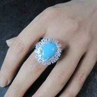 Uncas Sterling Silver Turquoise Cocktail Ring Size 10