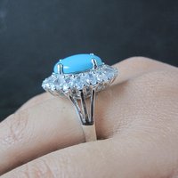 Uncas Sterling Silver Turquoise Cocktail Ring Size 10
