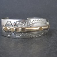 Vintage Navajo Cuff Bracelet 6.75 Inches Nickel Silver