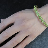 Estate Vermeil Peridot Cuff Bracelet 7" Sterling Silver 14 Carats