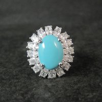 Uncas Sterling Silver Turquoise Cocktail Ring Size 10
