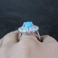 Uncas Sterling Silver Turquoise Cocktail Ring Size 10