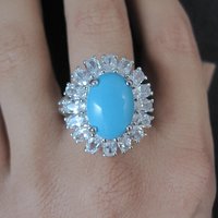 Uncas Sterling Silver Turquoise Cocktail Ring Size 10