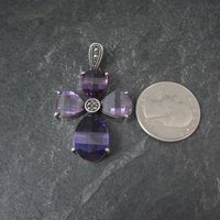 Faceted Amethyst and Marcasite Cross Pendant in Sterling Silver