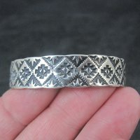 Vintage Childs Southwestern Cuff Bracelet in Sterling Silver 5"