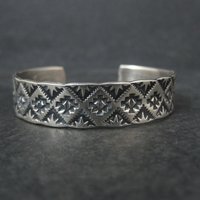 Vintage Childs Southwestern Cuff Bracelet in Sterling Silver 5"
