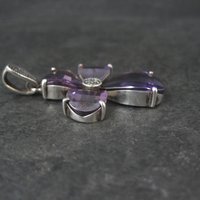 Faceted Amethyst and Marcasite Cross Pendant in Sterling Silver