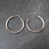 Y2K Bali Sterling Silver Hoop Earrings 1"