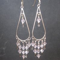 Long Vintage Sterling Pink Crystal Earrings