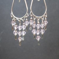 Long Vintage Sterling Pink Crystal Earrings
