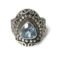 Vintage Balinese Sterling Topaz Ring Size 5