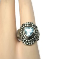 Vintage Balinese Sterling Topaz Ring Size 5