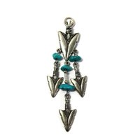 Long Vintage Sterling Turquoise Arrowhead Pendant