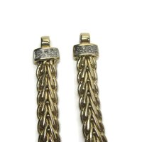 Italian 14K Yellow Gold and Diamond Wheat Chain Necklace 16.5 Inches