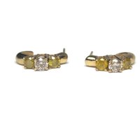 Vintage 14K .70 Ctw Fancy Yellow Diamond Earrings