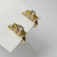Vintage 14K .70 Ctw Fancy Yellow Diamond Earrings