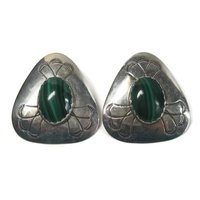 Vintage Navajo Sterling Malachite Earrings