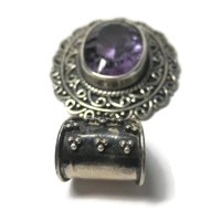 Large Balinese Sterling Amethyst Pendant