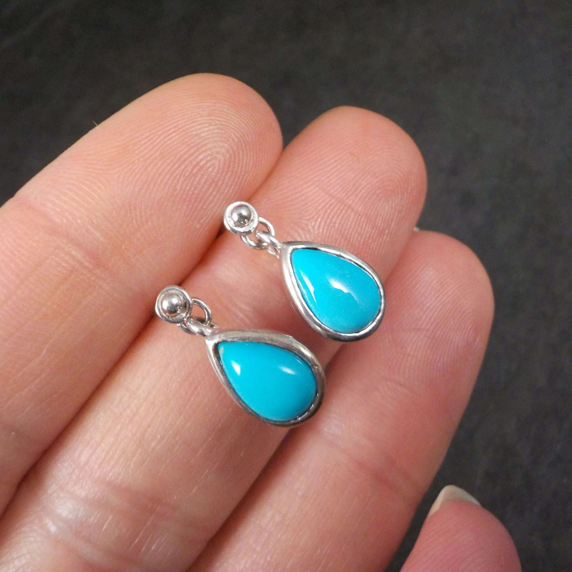 Sterling Silver Turquoise Teardrop Earrings