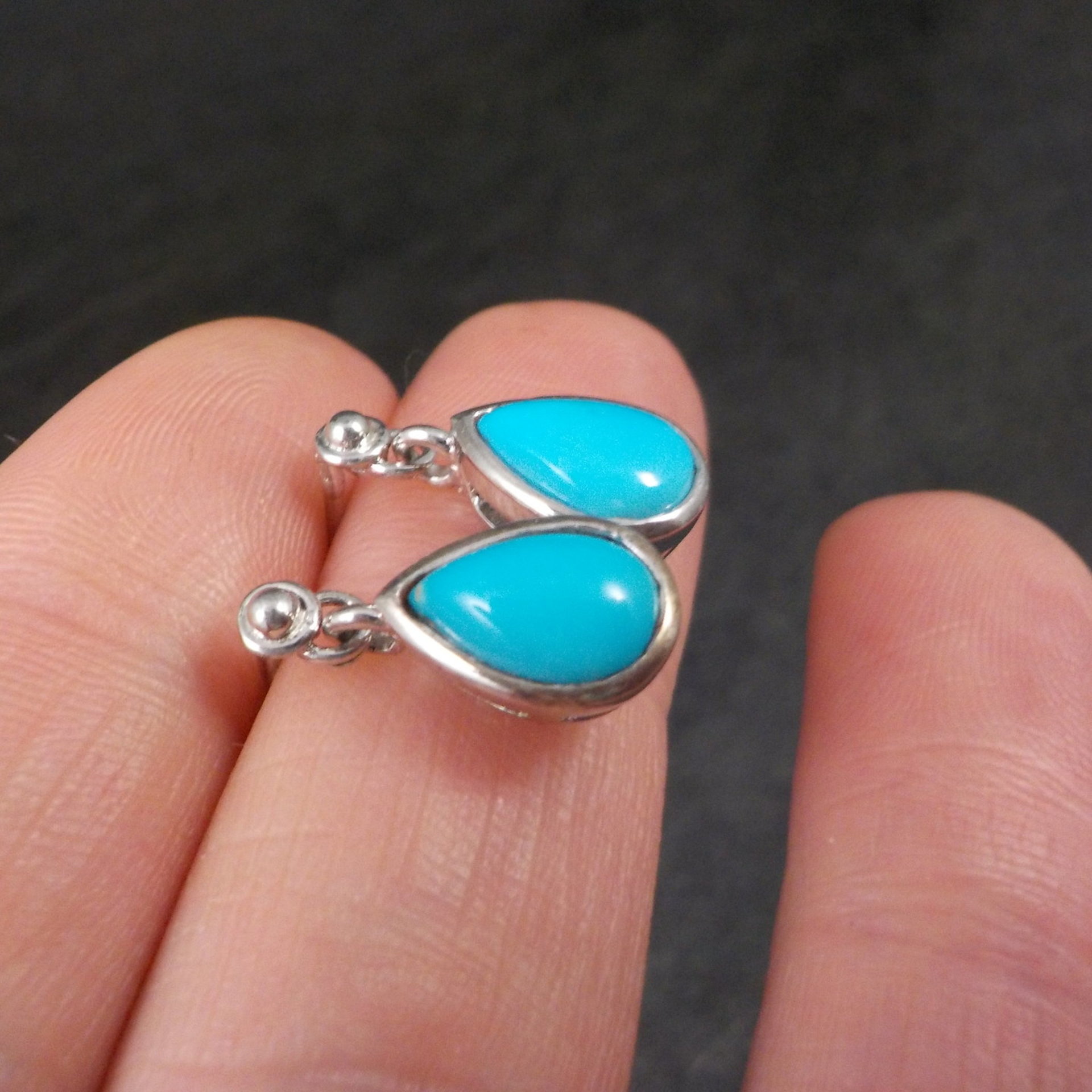 Sterling Silver Turquoise Teardrop Earrings