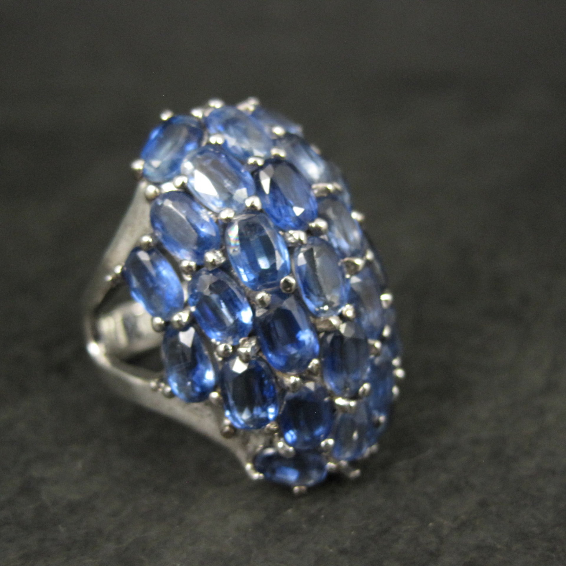 Large Vintage Sapphire Cocktail Ring Size 10