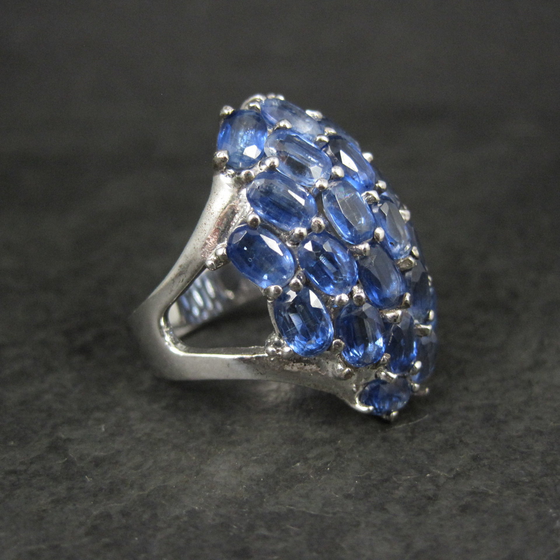 Large Vintage Sapphire Cocktail Ring Size 10