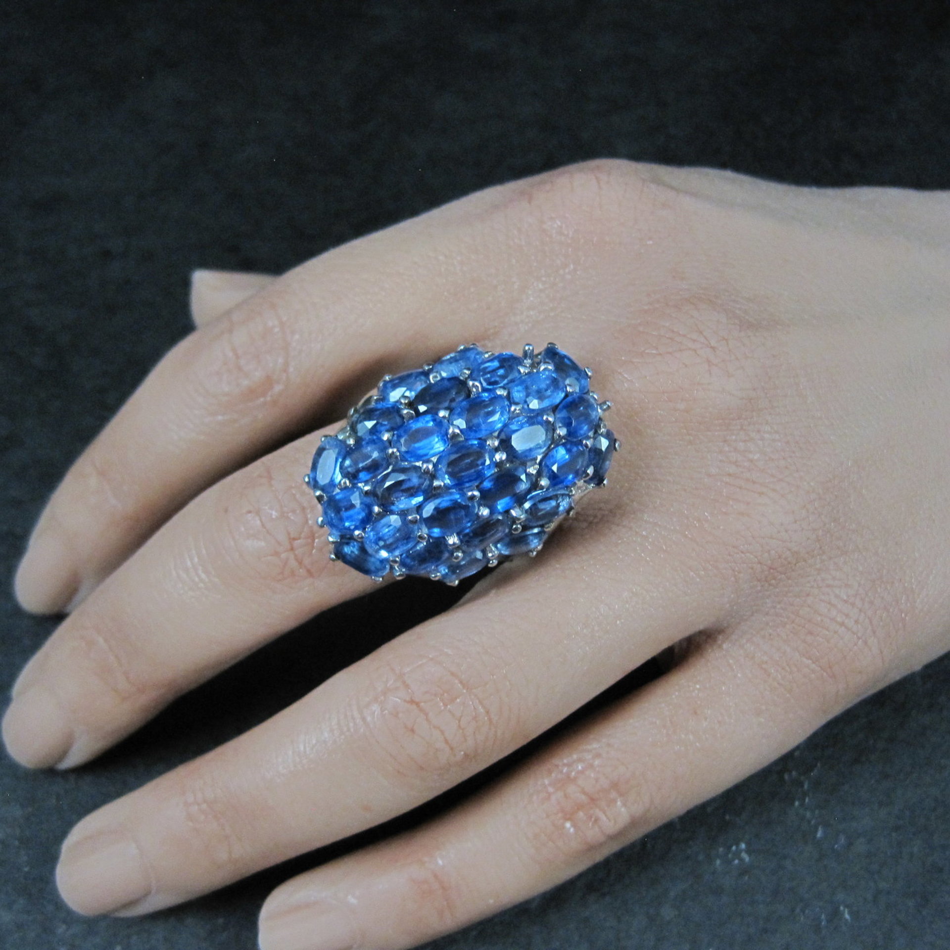Large Vintage Sapphire Cocktail Ring Size 10