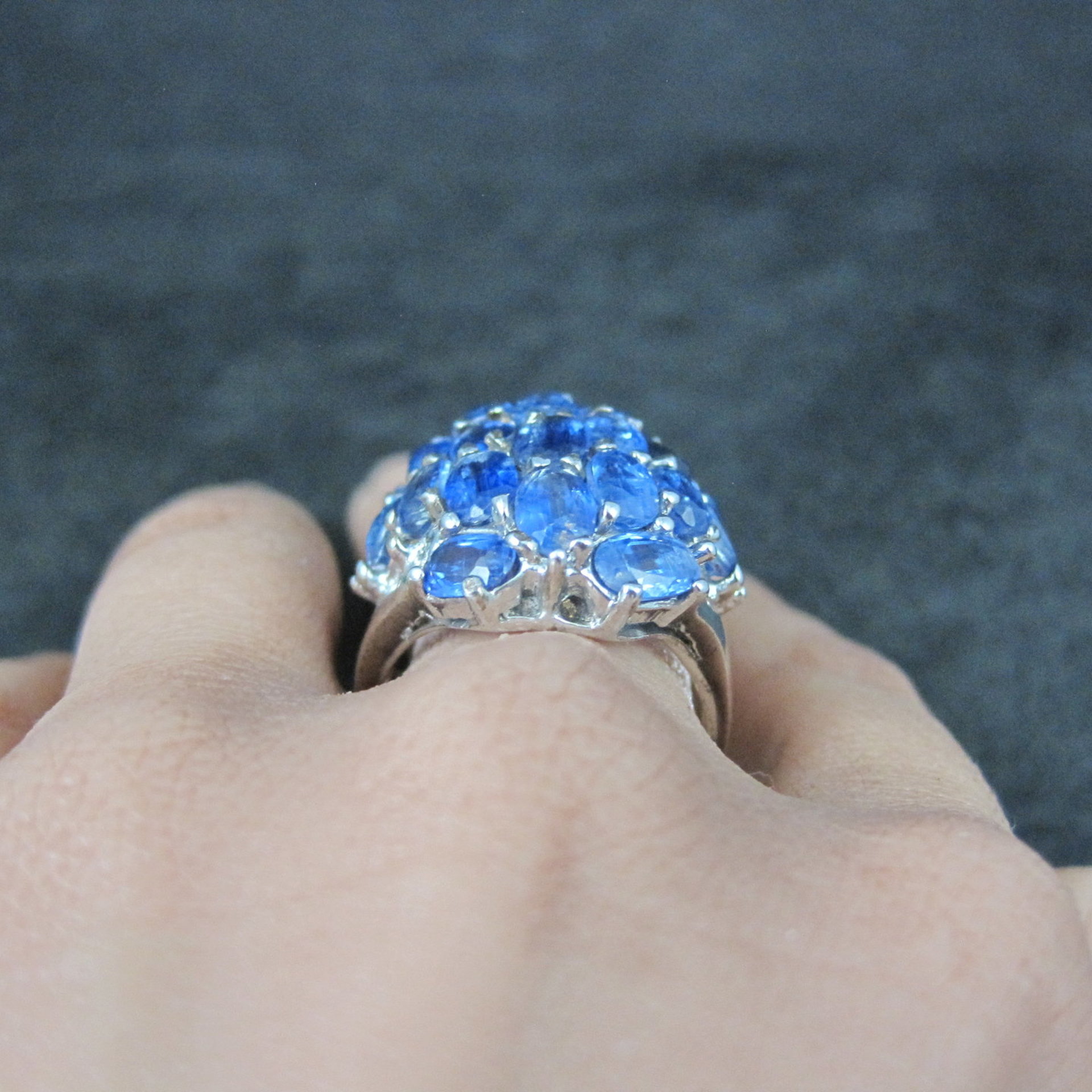 Large Vintage Sapphire Cocktail Ring Size 10
