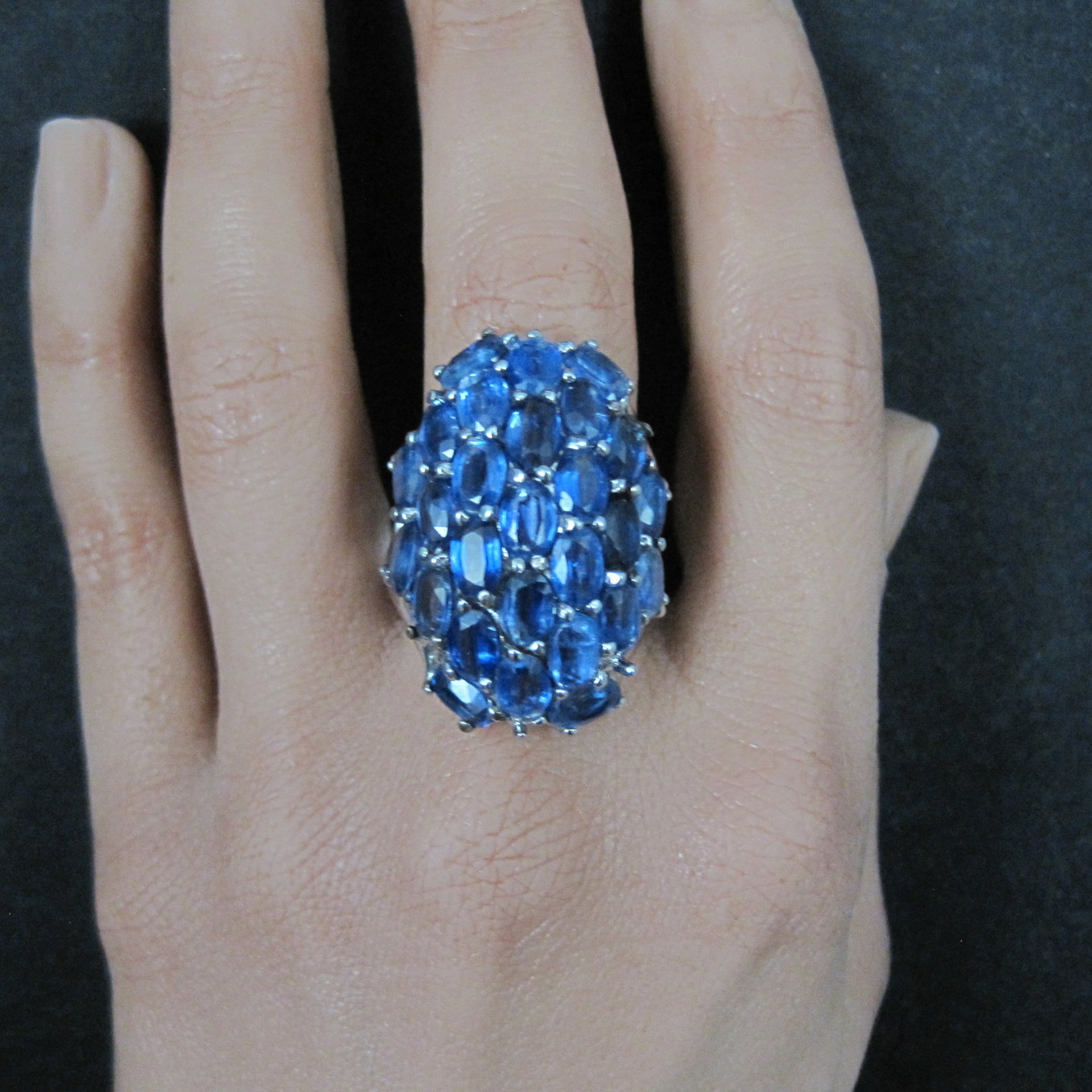 Large Vintage Sapphire Cocktail Ring Size 10