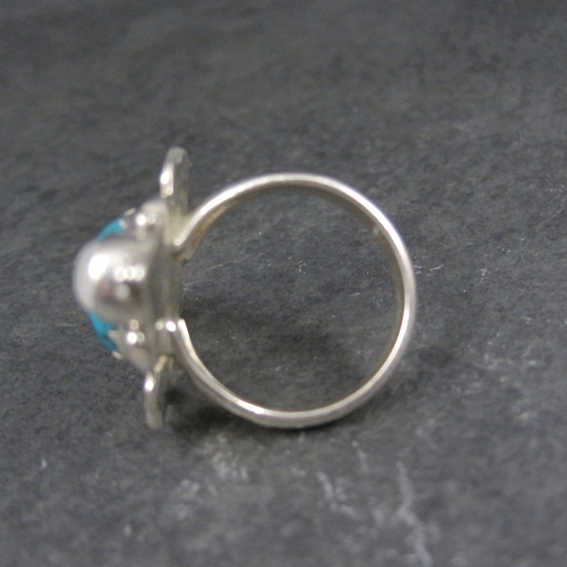 Southwestern Sterling Turquoise and Moonstone Ring Size 7