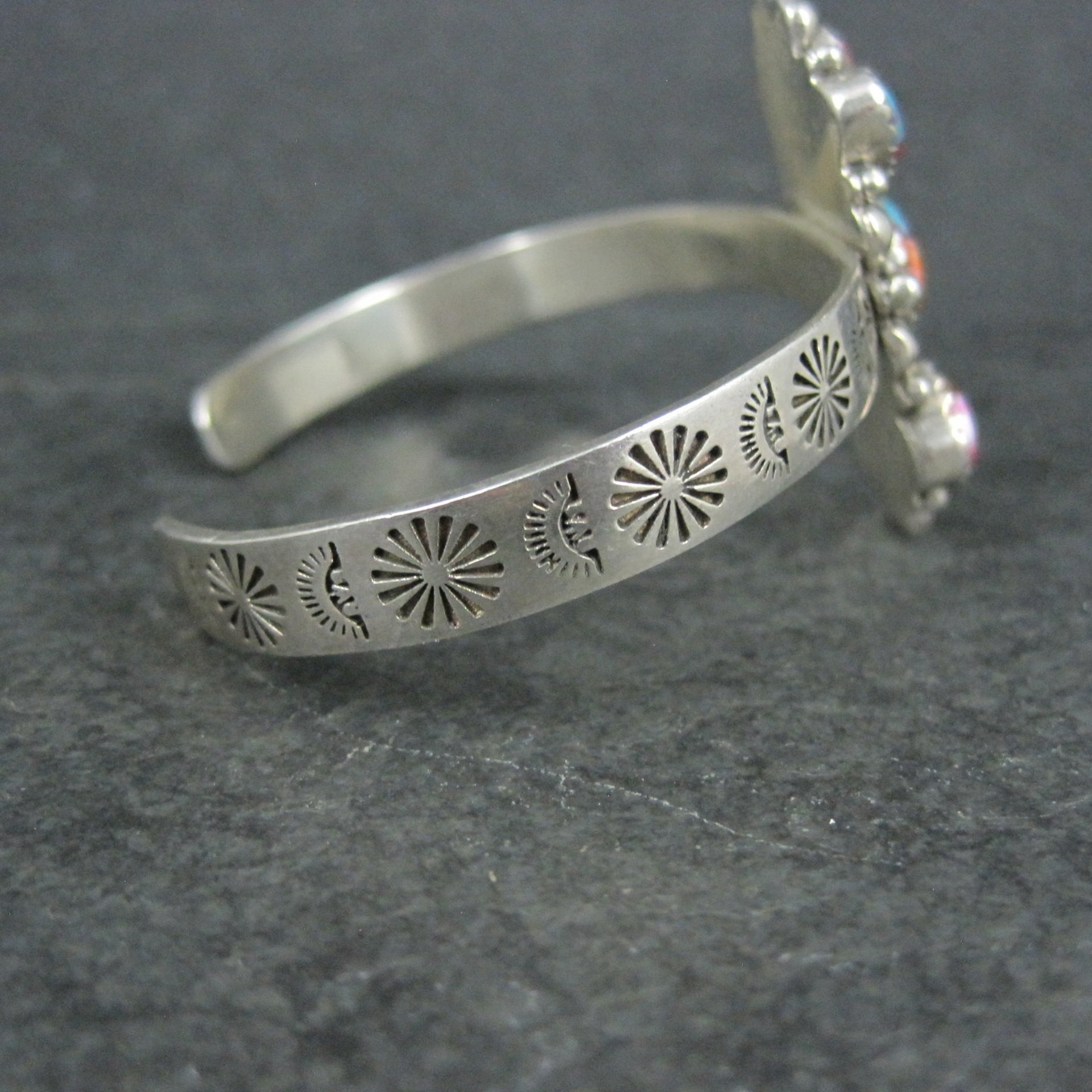 Southwestern Sterling Silver Mohave Turquoise Spiny Oyster Cuff Bracelet 6.25"
