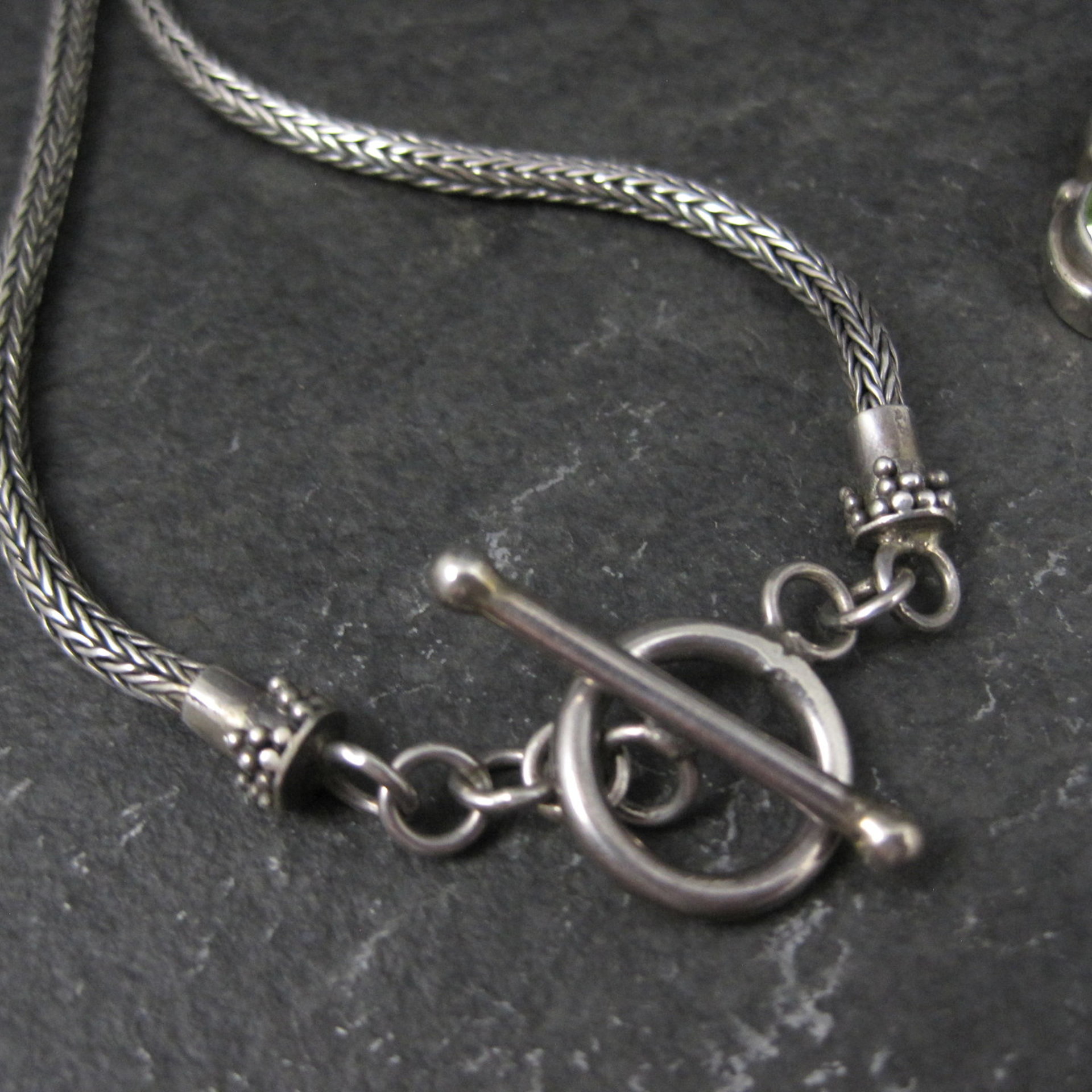 Blue Topaz and Peridot Y Necklace Sterling Silver