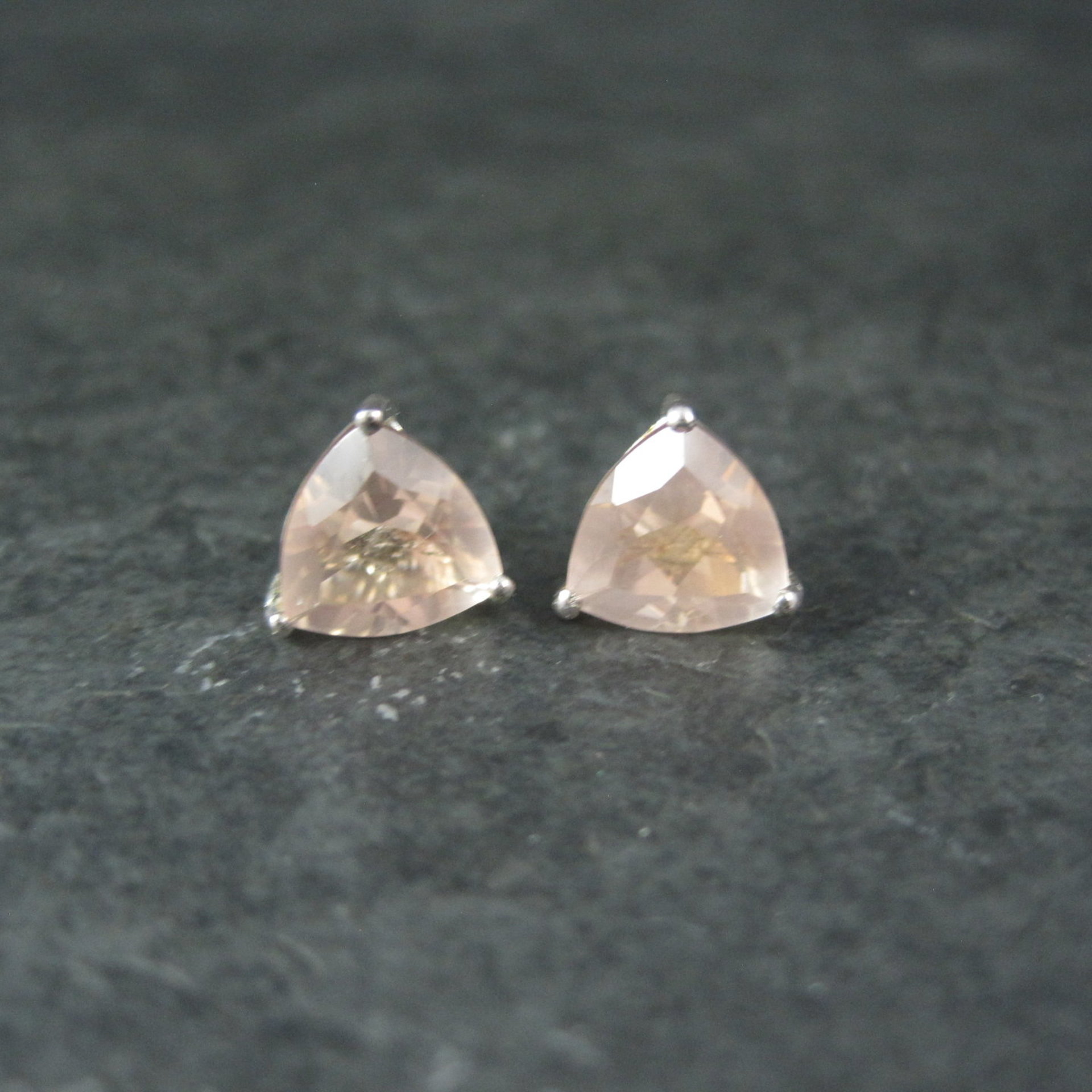 Sterling Silver Morganite Stud Earrings 2.6 Carats
