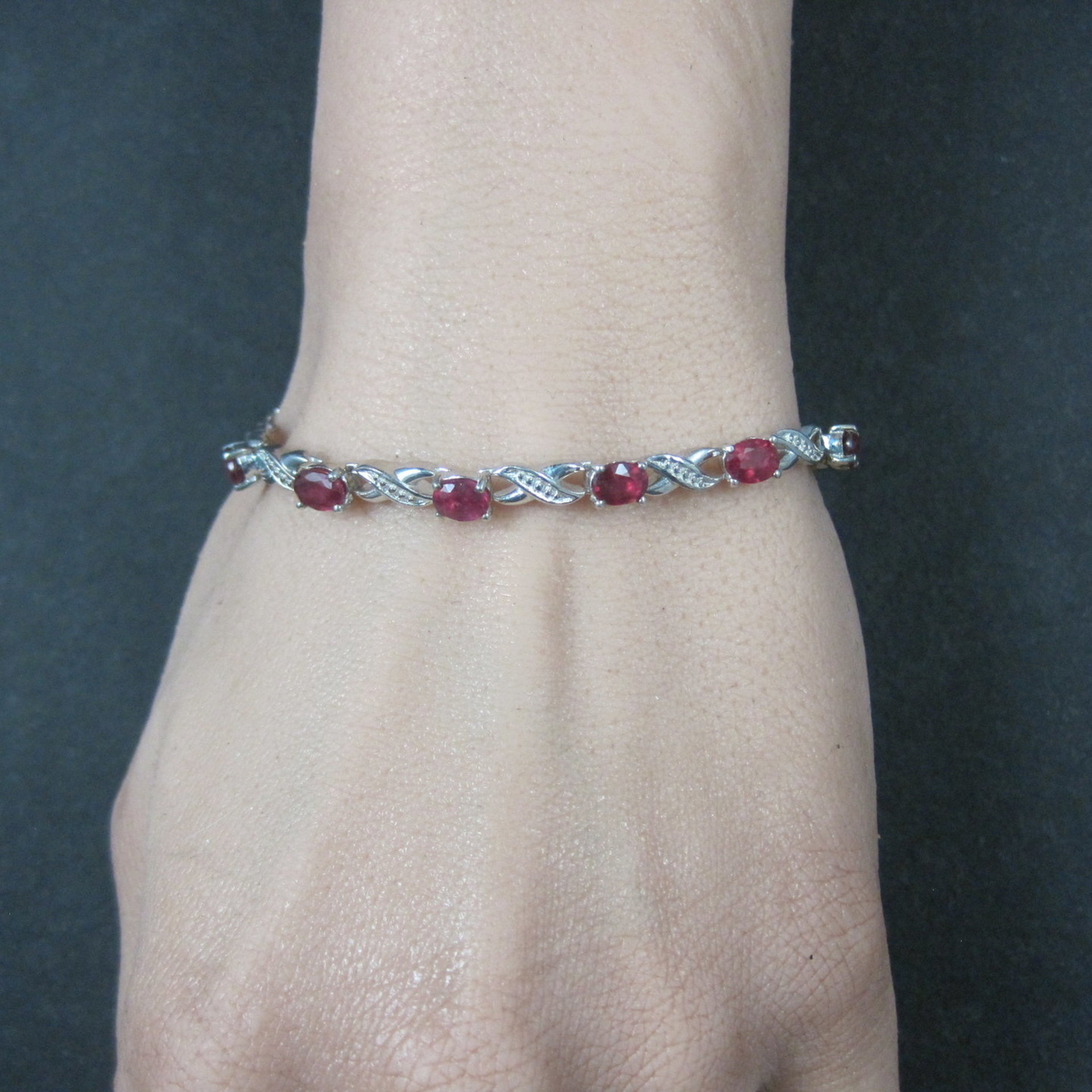 Red Spinel Bolo Bracelet Sterling Silver
