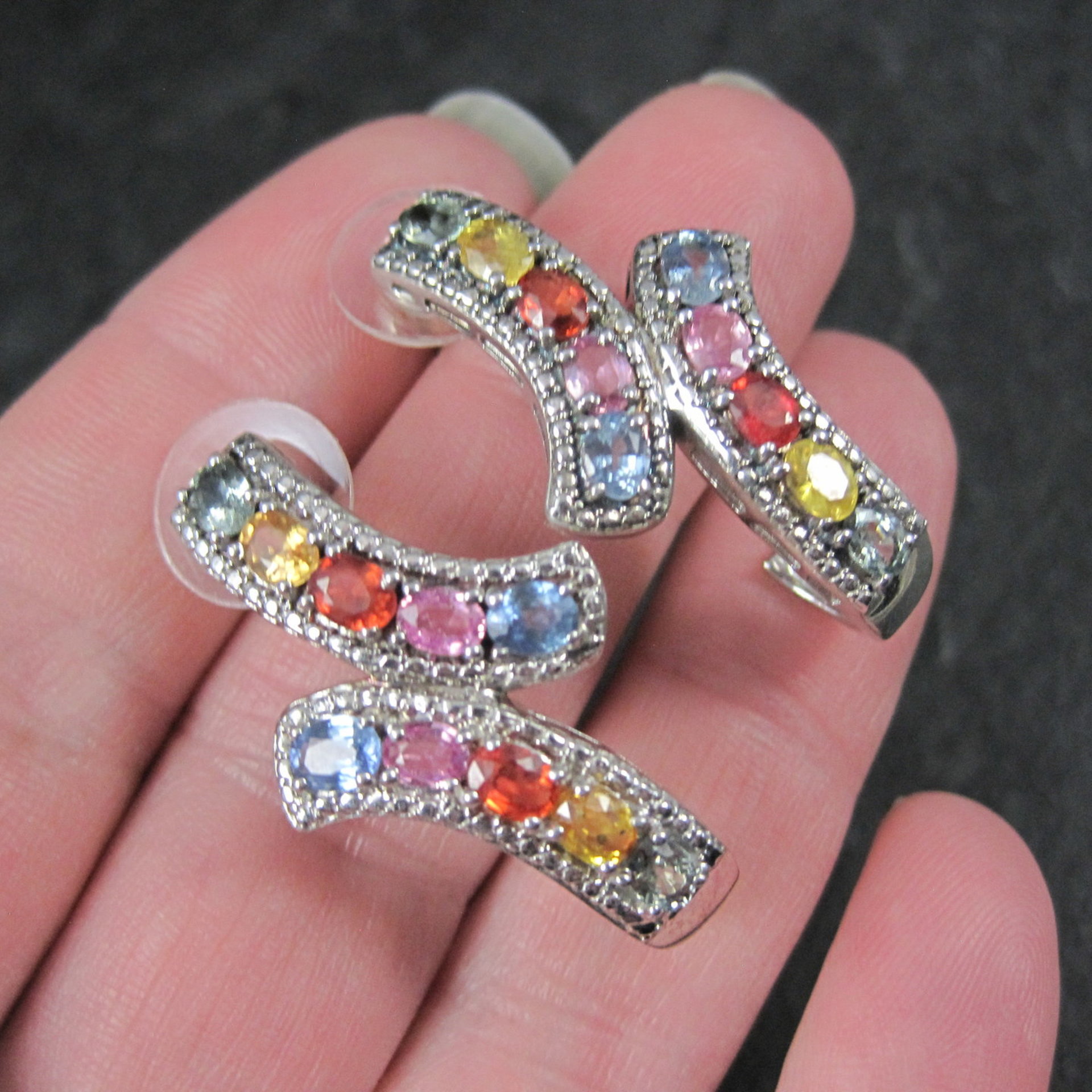 Large Multi Colored Topaz Earrings